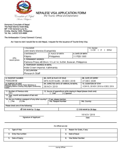 5 Easy Steps For Nepal Visa Application Form Pdf