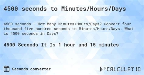 5 Easy Ways To Convert 4500 Seconds