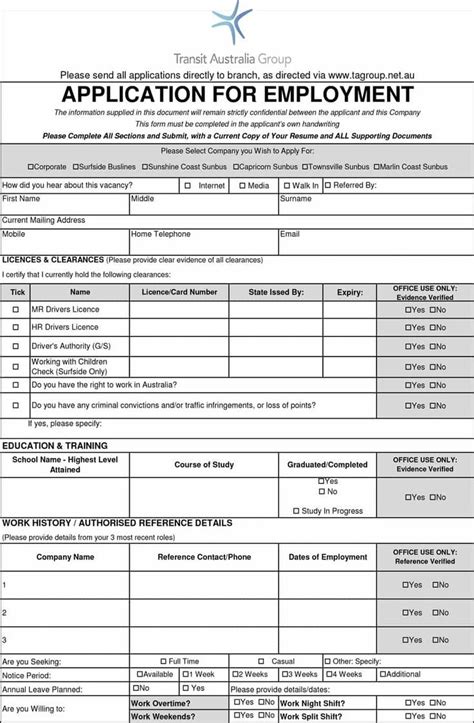 5 Essential Sections For California Employment Application Template