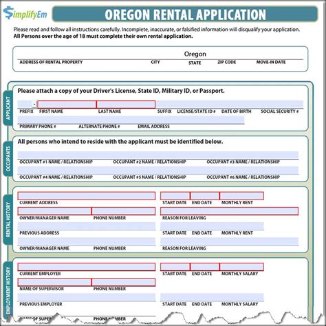 5 Essential Sections Of An Oregon Rental Application Form