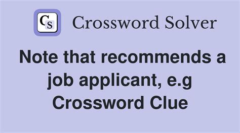 5 Job Applicant Note Crossword Answers