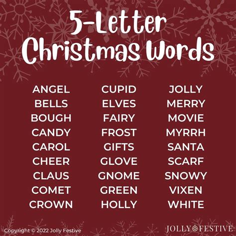 5 Letter Christmas Words To Get You In The Mood