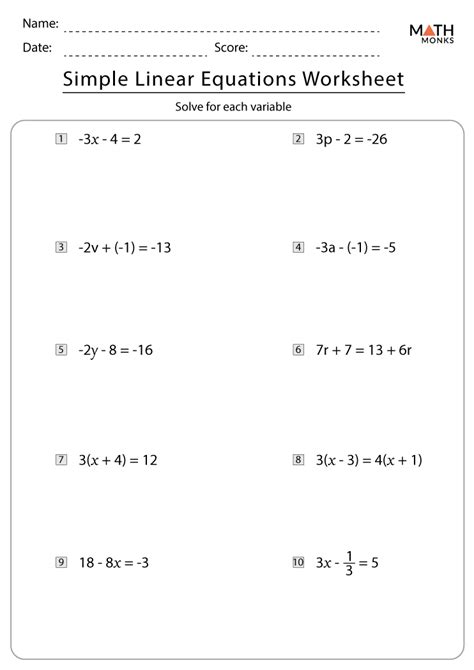 5 Ways Linear Equations Worksheets Simplify Math