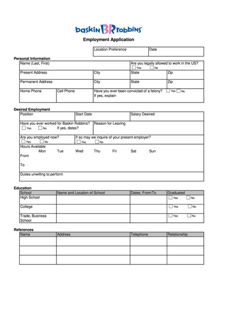 5 Ways To Fill Baskin Robbins Job Application Form