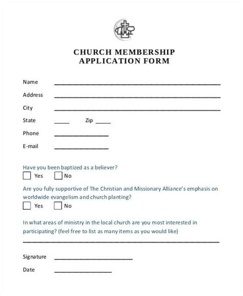 5 Ways To Fill Out A Church Member Application