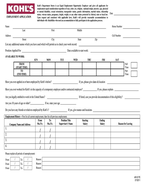 5 Ways To Fill Out Kohls Employment Application Pdf