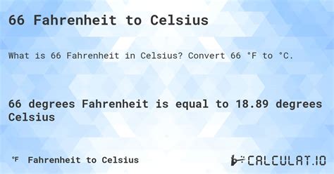 66 Fahrenheit To Celsius Conversion Guide