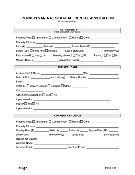 7 Essential Sections Of A Pennsylvania Rental Application Form