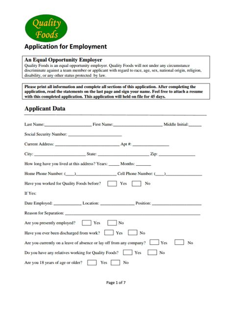 7 Ways To Fill Out A Food City Job Application