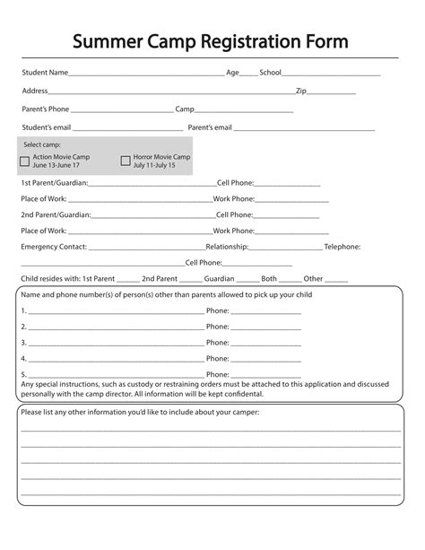 7 Ways To Fill Summer Camp Application Form