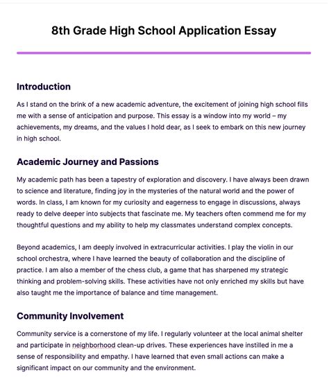 8 Winning 8th Grade High School Application Essay Examples