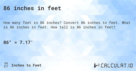 86 Inches To Feet Conversion Made Easy