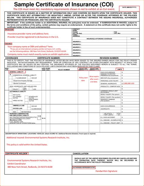 Acord 125 Insurance Application Guide And Instructions