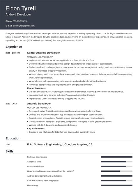 Android Application Developer Resume Building Guide