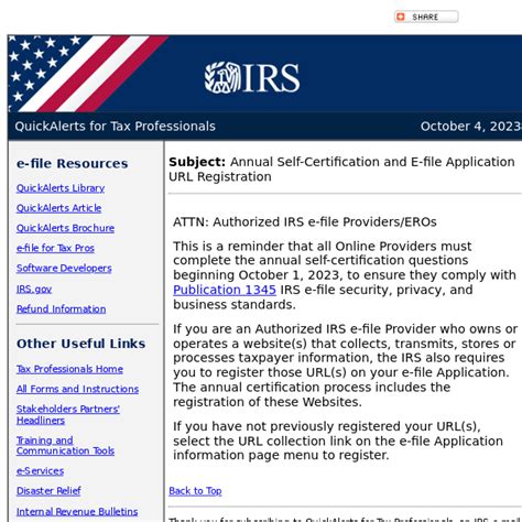 Annual Self-Certification And E-File Application Url Registration