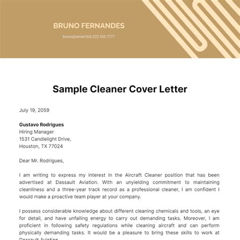 Application Letter For Cleaner Position Example