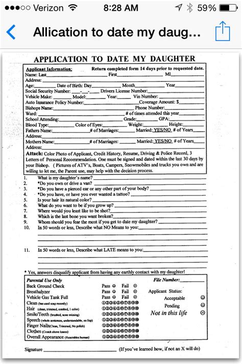 Application To Date My Daughter Form Revealed