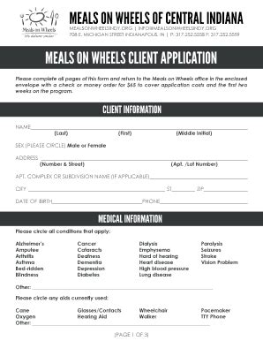 Apply For Meals On Wheels Application Form Online Today