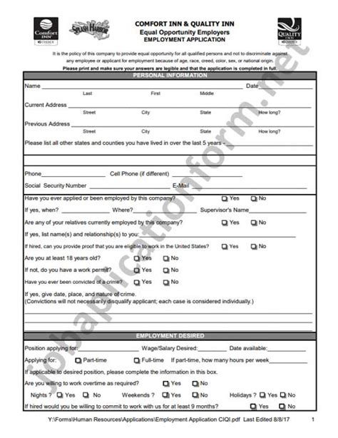 Apply Now: Quality Inn Job Application Online Form