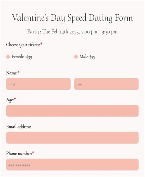 Be My Valentine Application Form For Couples