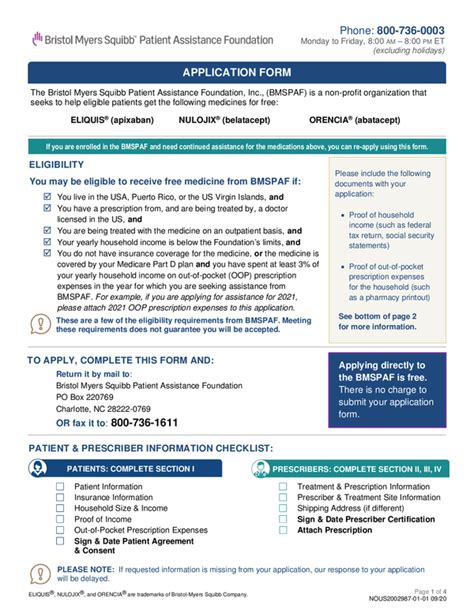 Bristol Myers Squibb Patient Assistance Program Application Guide