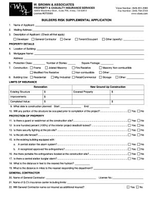 Builders Risk Supplemental Application Form Guide