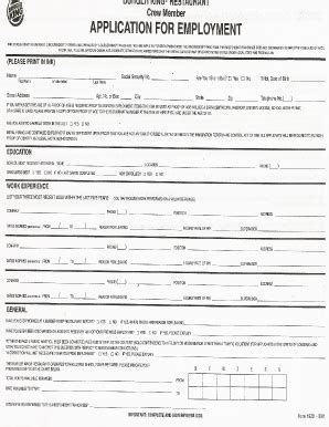 Burger King Job Application Form Pdf Download