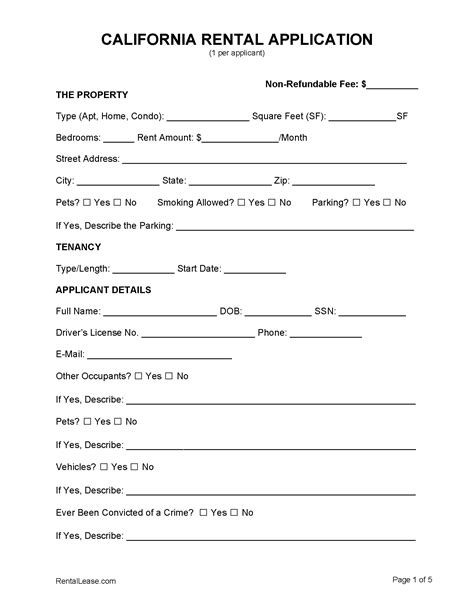 California Rental Application Form: 5 Essential Sections