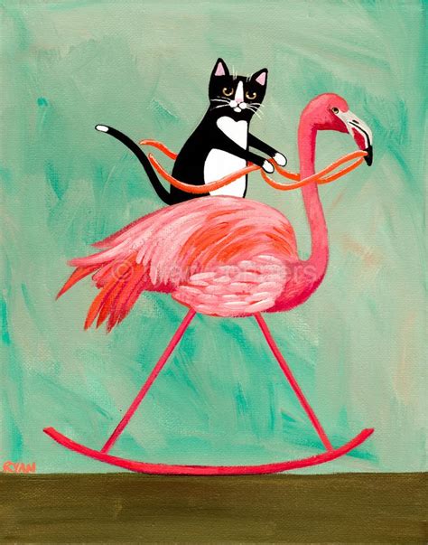 Cat Rides Flamingo: A Whimsical Animal Friendship