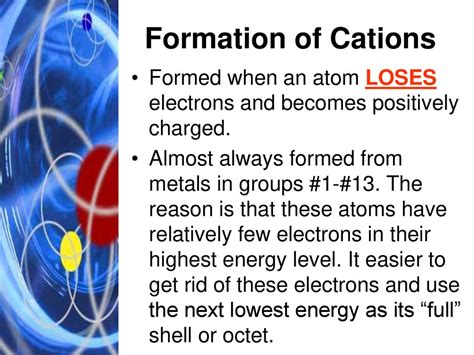 Cations Form When Atoms Lose Electrons