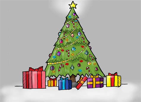 Christmas Tree With Presents Drawing Ideas