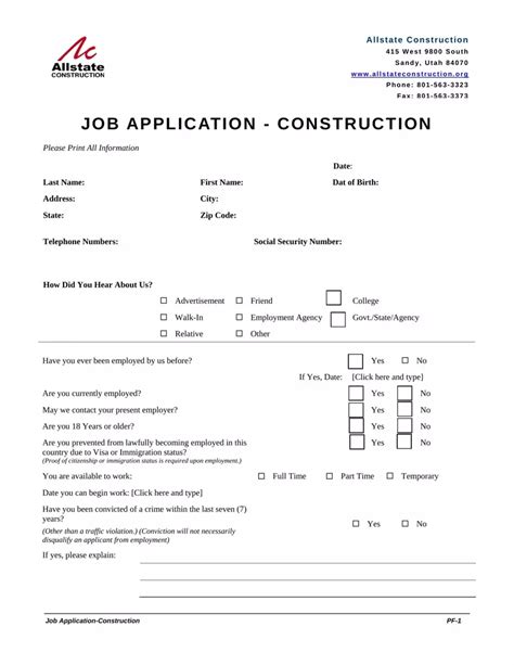 Construction Employment Application Guide