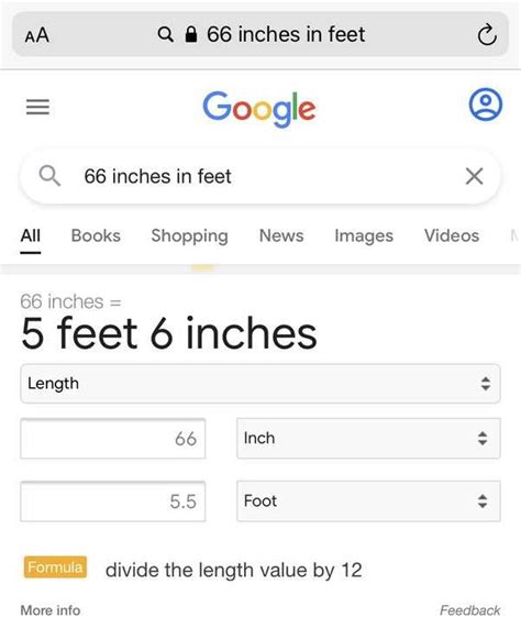 Convert 66 Inches To Feet Easily