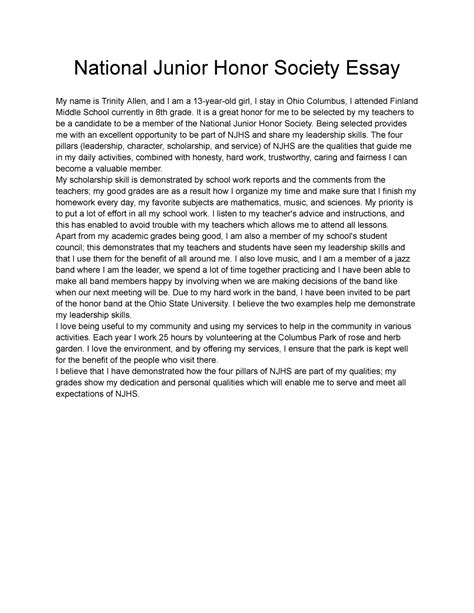 Crafting A Winning Njhs Application Essay