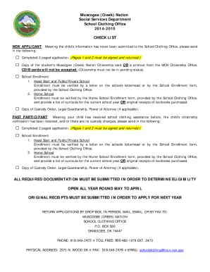 Creek Nation Clothing Application Guide