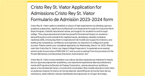 Cristo Rey Application Guide And Requirements