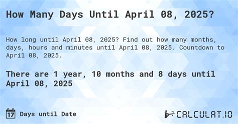 Date 150 Days Before April 8, 2025 Revealed