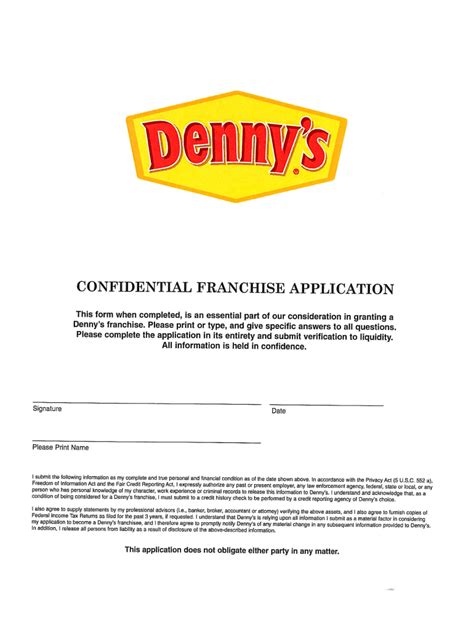 Dennys Employment Application Pdf Download And Apply Online