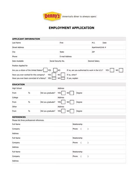 Dennys Job Application Pdf: Download And Apply Today Easily