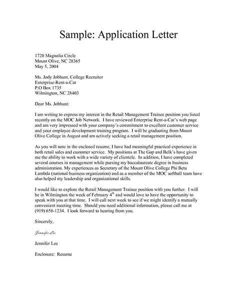 Effective Lecturing Job Application Letter Template