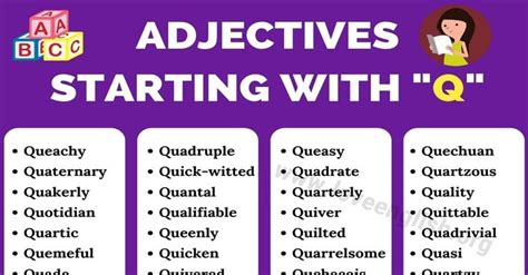 Exploring Adjectives Starting With The Letter Q