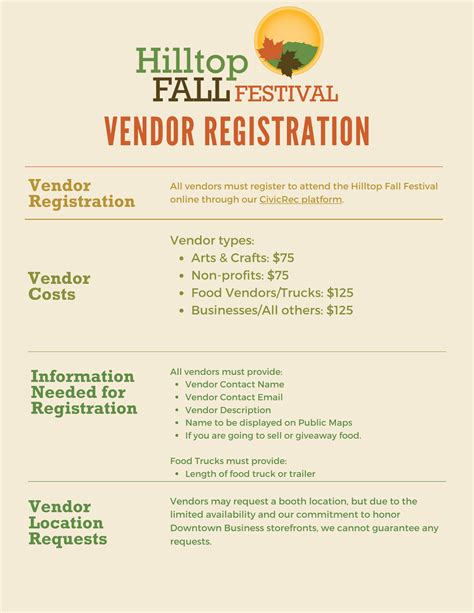 Fall Festival Vendor Application Guide And Registration Info