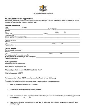 Fca Student Leadership Application Guide