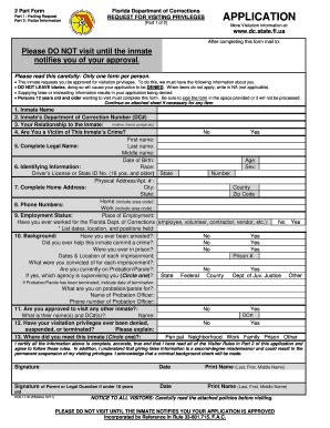 Florida Department Of Corrections Visitation Application Guide