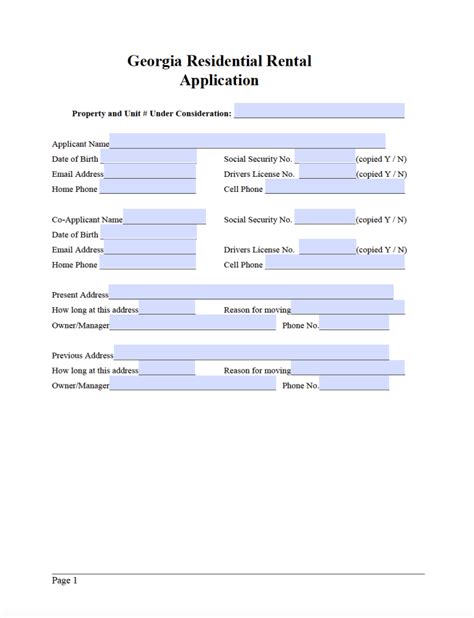 Georgia Rental Application Form: A Tenants Guide