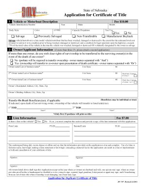 Get A Nebraska Title: Application For Certificate Of Title