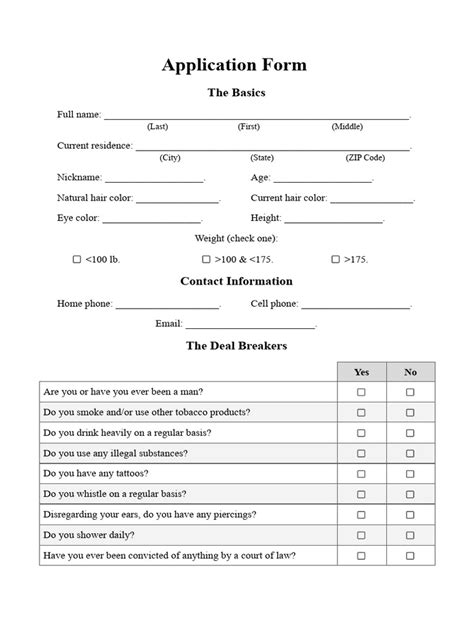 Girlfriend Application Form Pdf Download