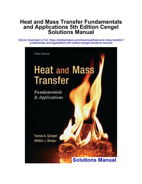 Heat And Mass Transfer Fundamentals 5th Edition Explained