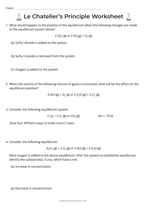 Le Chateliers Principle Lab Answers And Applications