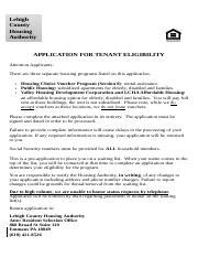 Lehigh County Housing Authority Application Guide